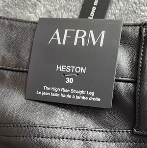 AFRM Heston Faux Leather Pants Size 30 NWT – High Rise Straight Leg – Black